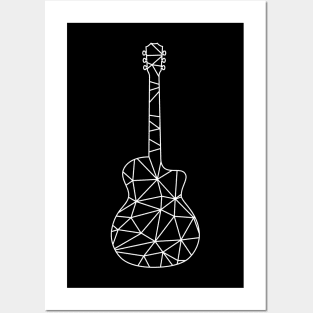 Geometric Line Acoustic Guitar Posters and Art